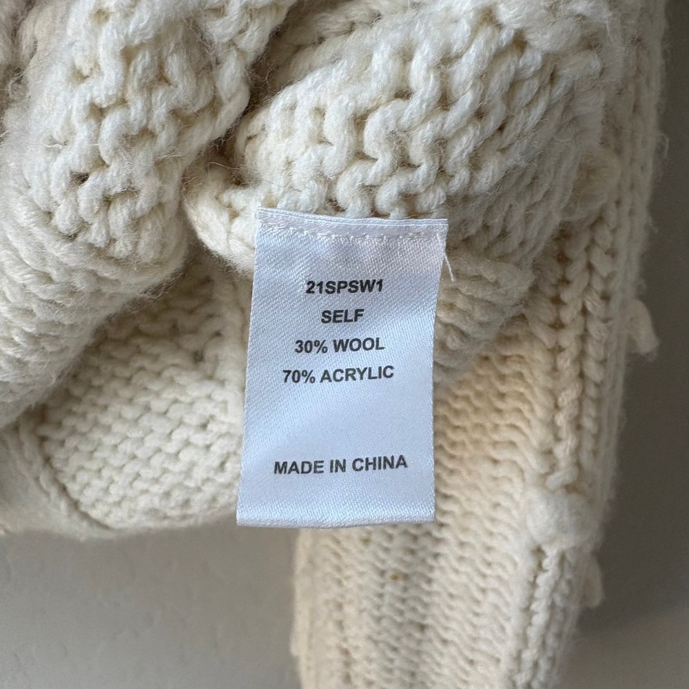 Hunter Bell Cardigan Ivory Wool Blend Bobble Knit Cardigan Sweater Size M - Picture 7 of 8